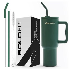 Boldfit Tumbler Bottle Water Bottle with Lid and Straw 1.2L Stainless Steel Double Insulated Tumblers for Hot & Cold Drink 100% Leakproof Tumbler with Handle & Reusable Straw Sipper with Brush 1200ml